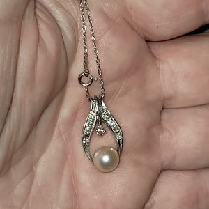 Women's Vintage 14kt Gold,Pearl, & Diamonds Necklace